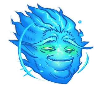 😏 Fantaisie, Dessin animé, Bleu, Monstre, Visage, Démon telegram sticker