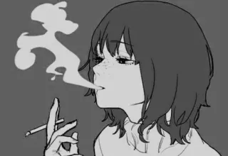 🚬 Fumo, Sigaretta, Anime, Ragazza, Cartone animato telegram sticker