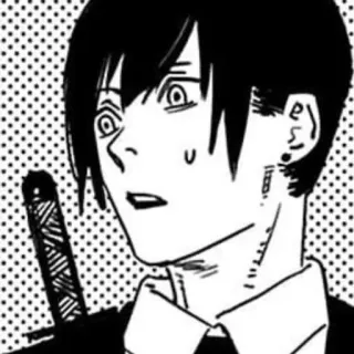 😮 Aki Hayakawa Chainsaw Man 动漫, 漫画, 早川秋, 电锯人, 剑, 恶魔猎人, 严肃, 黑白 whatsapp sticker