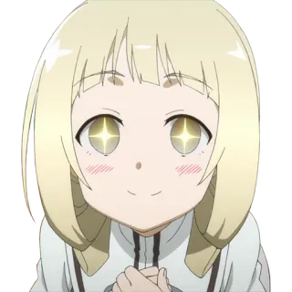 😍 Anime, Ragazza, Carina, Occhi scintillanti, Capelli biondi, Sorridendo telegram sticker