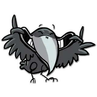 😁 птица, мультик, средний палец, оскорбительный жест, ворона telegram sticker