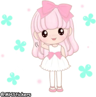😅 @MHStickers adesivo, carino, rosa, ragazza, cartone animato, animazione telegram sticker
