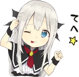 😝 てへ Anime, Ragazza, Carina, Kawaii, Occhiolino, Tehe whatsapp sticker