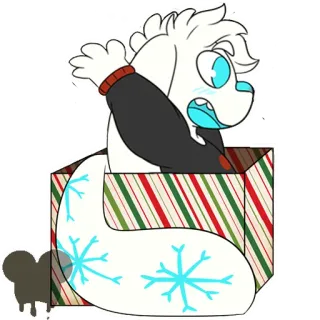 😱 animal, box, snowflake, christmas, present, cartoon, illustration telegram sticker