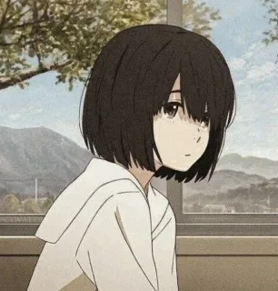 🖤 anime, ragazza, triste, divisa scolastica, ritratto telegram sticker
