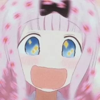 😀 Chika Fujiwara Kaguya-sama: Love Is War アニメ, 藤原千花, かぐや様は告らせたい, 興奮, 可愛い, ピンク髪 telegram sticker