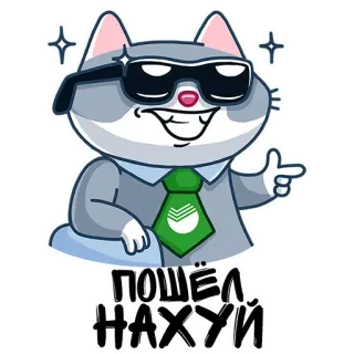 😙 ПОШЁЛ НАХУЙ gatto, offensivo, parolaccia, occhiali da sole, che indica telegram sticker