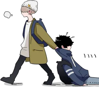 😤 Anime, Bạn bè, Đi bộ, Dễ thương, Minh họa telegram sticker