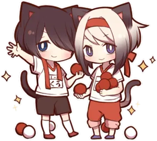 🏐 1-くろ Anime, Katze, Chibi, Süß, Manga, Kawaii, Bälle whatsapp sticker