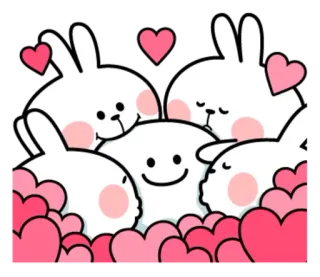 😘 coniglio, cuore, carino, kawaii, amore, cartone animato whatsapp sticker
