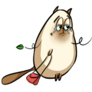 😢 triste, llorando, pájaro, animal, dibujos animados, lágrimas telegram sticker