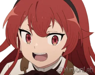 😄 @YunyunLab 애니메이션, 소녀, 빨간 머리, 쾌활한, YunyunLab telegram sticker