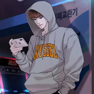 🤳 RUSSEL Аниме, Худи, Мужчина, Телефон, Повседневный telegram sticker