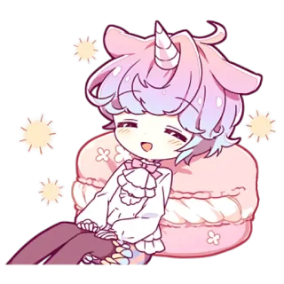 🥳 süß, Einhorn, kawaii, Pastell, Anime-Stil, Chibi telegram sticker