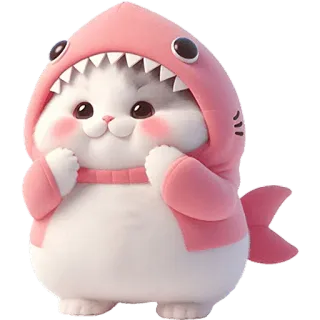 ☺️ 猫, 鲨鱼, 可爱, 动物, 卡通, 贴纸 whatsapp sticker