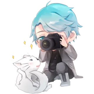 📸 anime, fotocamera, cane, carino, arte digitale telegram sticker