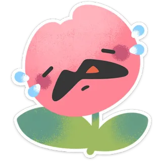 😢 悲しい, 泣く, 花, ピンク, 涙, 感情, 漫画 telegram sticker