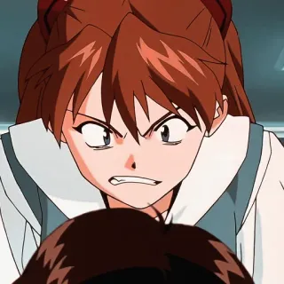 😠 Asuka Langley Soryu Neon Genesis Evangelion anime, character, angry, tv show, animation, japan telegram sticker