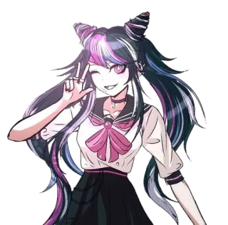 ✌️ Anime Mädchen, Schuluniform, Zwinkern, Friedenszeichen, Illustration telegram sticker