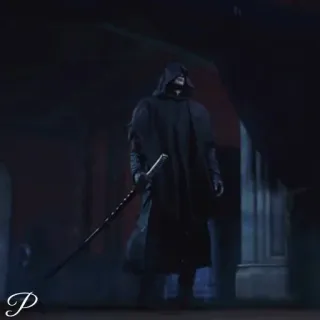 🗡 dark, hooded figure, sword, fantasy, warrior, assassin telegram sticker