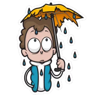 ☂️ 雨, 伞, 天气, 卡通, 贴纸, 角色, 下雨 telegram sticker