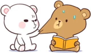 😗 귀여운, 곰, 만화, 사랑, 독서 telegram sticker