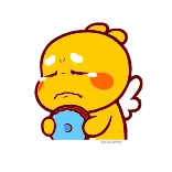 π cartoon, crying, sad, character, emoji, yellow, kawaii telegram sticker