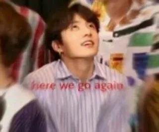 ▫ here we go again Meme, Espressione, K-Pop, Jungkook, Divertente, Reazione whatsapp sticker