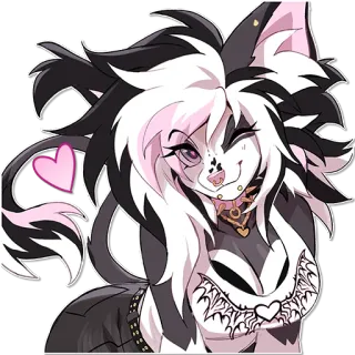 😉 furry, cat, feline, goth, wink, heart, anime, cute whatsapp sticker