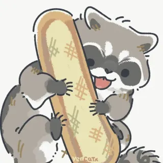 🥖 raccoon, animal, bread, cute, cartoon telegram sticker