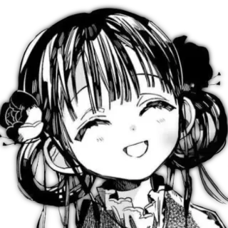 😄 Anime, Mangá, Garota, Sorrindo, Preto e branco telegram sticker