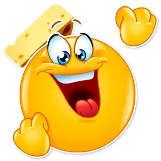 🤗 Emoji, Fromage, Joyeux, Sourire, Dessin animé, Jaune, Gai telegram sticker