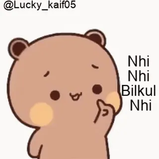 👎 Nhi
Nhi
Bilkul
Nhi ours, dessin animé, doigt d'honneur, hindi telegram sticker