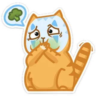 🥦 chat, brocoli, dégoût, dessin animé, autocollant telegram sticker