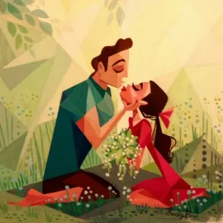😘 kissing, love, romance, couple, art, digital art whatsapp sticker