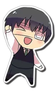 ✊ chibi, anime, cheerful, kawaii, cute, glasses telegram sticker