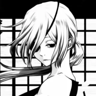 😲 Anime, Mujer, Personaje, Blanco y negro, Manga telegram sticker