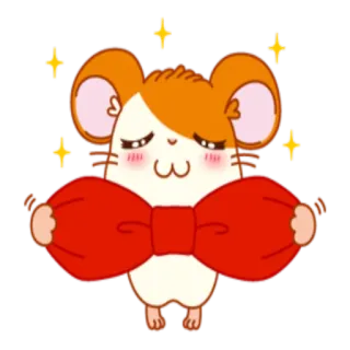 👨 chuột hamster, dễ thương, động vật, hoạt hình, nơ, lấp lánh, kawaii telegram sticker