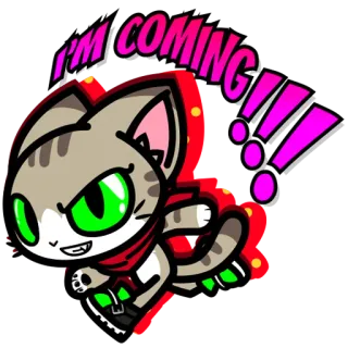 🏃‍♂️ I'M COMING!!! gato, dibujos animados, animación, animal, ilustración, arte digital telegram sticker