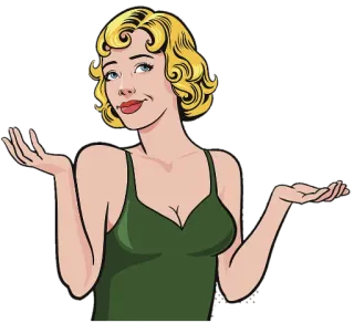 🤷‍♀ femme, blonde, haussement d'épaules, dessin animé, illustration telegram sticker
