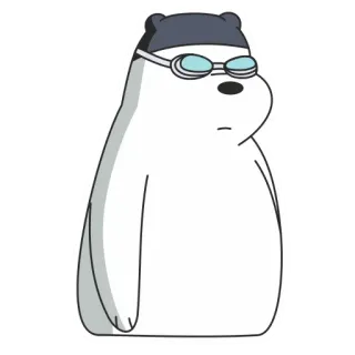 🏊‍♂ Ice Bear We Bare Bears urso polar, desenho animado, natação, óculos de natação, urso de gelo telegram sticker