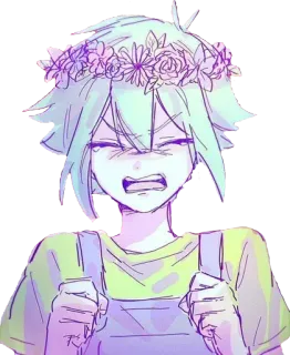 😡 Basil Omori Omori, Basil, płacz, wianek, emocjonalne, anime, manga telegram sticker