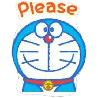 😁 Doraemon Please дораэмон, кот, робот, мультфильм, пожалуйста whatsapp sticker