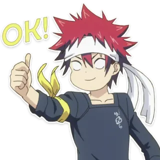 👍 Soma Yukihira Food Wars! OK! anime, food, ok, thumbs up, cartoon telegram sticker