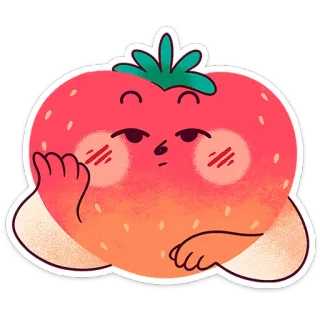 🍓 tomate, fruta, adesivo, presunçoso, fofo, desenho animado telegram sticker