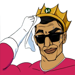 😰 Meme, Schwitzen, Cartoon, Krone, Sonnenbrille telegram sticker