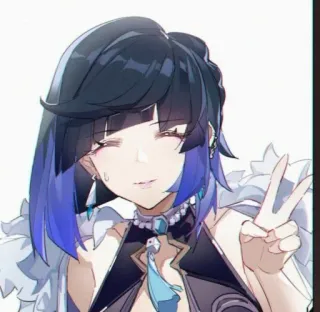 🧿 Yelan Genshin Impact Anime, Nhân vật, Genshin Impact, Yelan, Trò chơi điện tử, Dấu hiệu hòa bình telegram sticker
