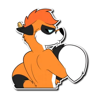 😠 volpe, cartone animato, animale, arancione, peloso telegram sticker