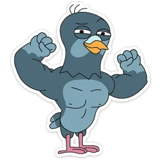 💪 pigeon, bird, muscular, cartoon, animal, funny telegram sticker
