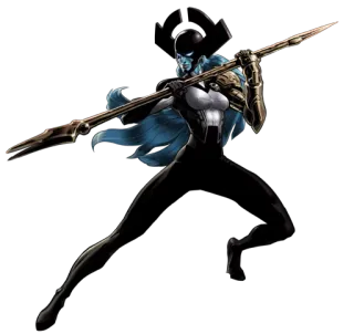 ☺️ Proxima Midnight marvel, comics, bösewicht, waffe, speer whatsapp sticker